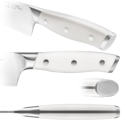 Klaus Meyer Stahl 3.5 inch Paring Knife High Carbon Exclusive German Steel Fruit Knife, Small Kitchen Knife with Ergonomic Handle (White)
