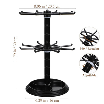 AOKWAWALIY Jewelry Stand 2 Tier Necklace Holder Black Bracelet Hanging Organizer Rotating Jewelry Earring Display Keychain Display Stand Plastic Jewelry Rack for Malls Counter Dressing Table