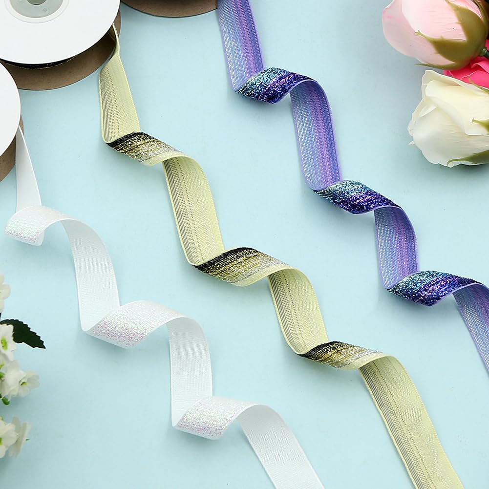 3/4-Inch Velvet Ribbon for Gift Wrapping (10 Rolls, 50 Yards), Metallic Glitter Assorted Ribbons for Crafts Bundle, Flower Bouquet - Christmas Holiday Wedding Birthday Party Gift Decoration DIY Sewing