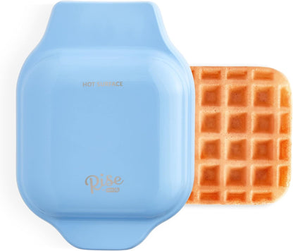 Rise by DASH Mini Waffle Maker, Non-Stick Surface Cooks 4 Inch Waffles in Minutes (Blue)