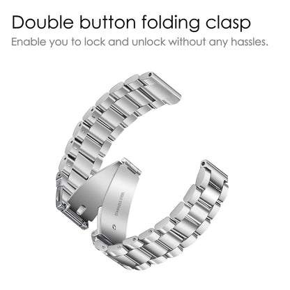 FINTIE Metal Band Compatible with Fitbit Versa 2 1 and Lite Edition, Solid Stainless Steel Strap Replacement Wristband Business Bracelet, Silver