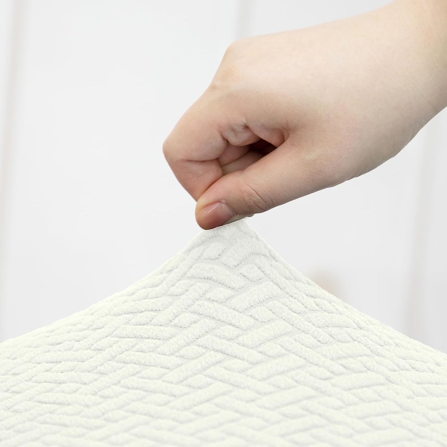 ele ELEOPTION Stretch Armless Chair Cover, White Weave Protector for Office Desk Chair, Home Furniture Slipcover