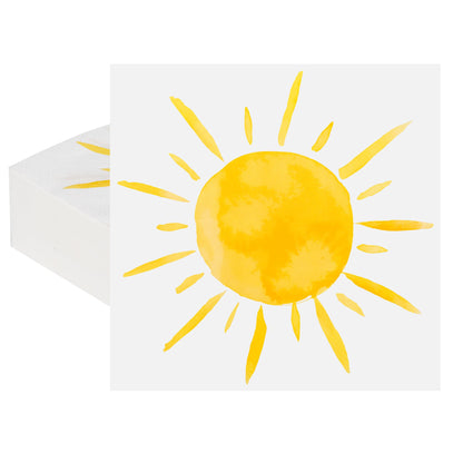100Pcs Boho Sun Party Napkins First Trip Around The Sun Disposable Paper Napkins Hippie Summer Sunshine 6.5" Luncheon Cocktail Napkin for Birthday Baby Shower Party Supplies