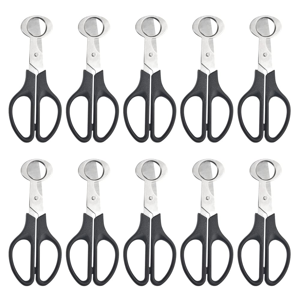 XINMEIWEN 10Pack Stainless Steel Quail Egg Cutter Scissors Quail and Pigeon Egg Cutter Tool Quail Scissors Opener Quail Egg Cracker for Home Kitchen (Black)