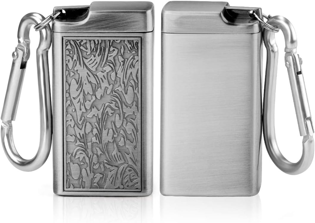 Linkidea 2 Pack Metal Ashtray with Lid - Small Portable Cigarettes Cigars Ashtray for Travelling, Camping, Indoor, Home