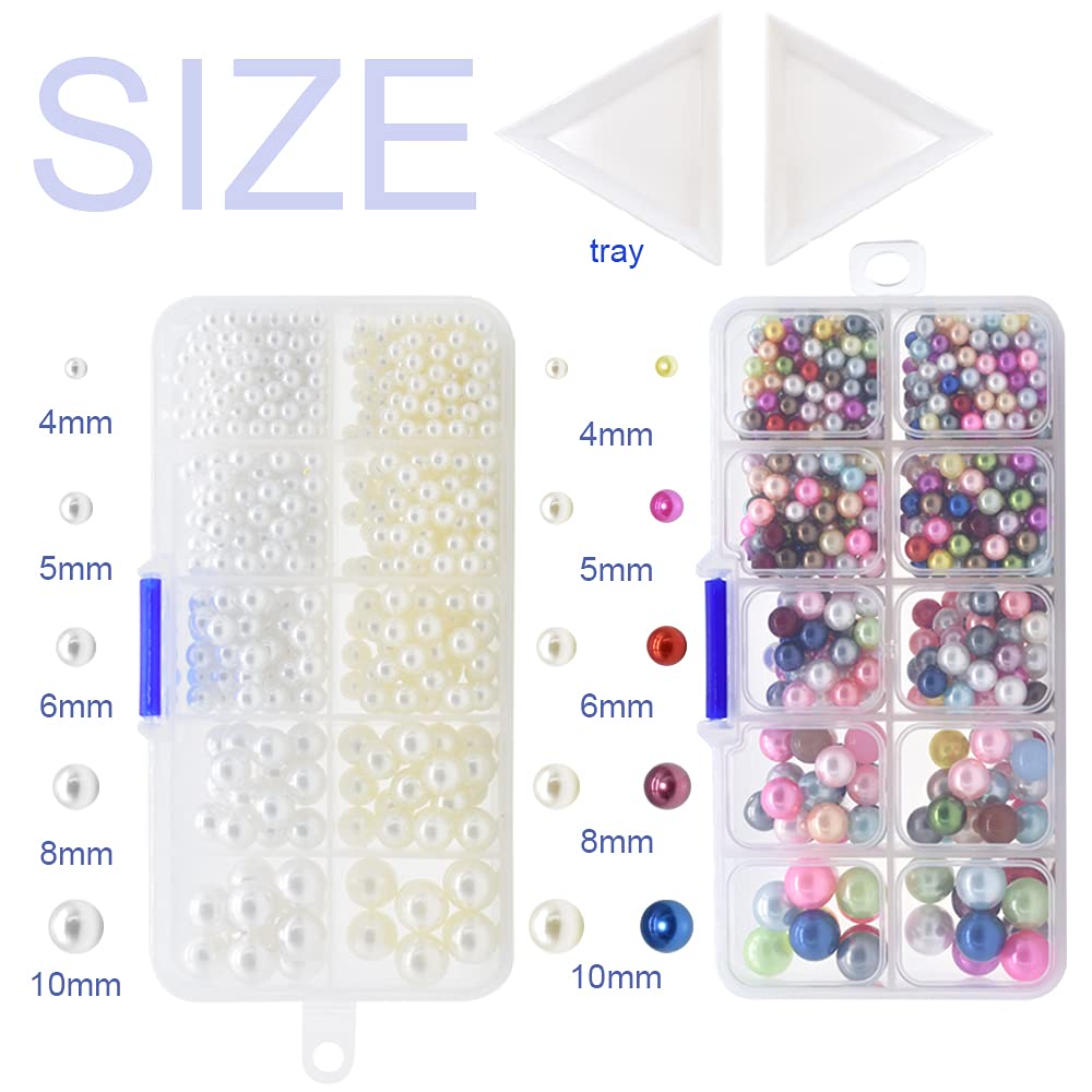 Pearl Setting Hand Press Machine Tools with 2 Boxes of 5 Sizes Colorful no Holes Round Pearls Beads and Rivet Studs, Screw Heads Tweezers for DIY Crafts
