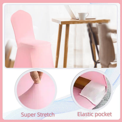 Yahpetes (1 Chair Cover Pink Polyester Spandex Banquet Chair Covers Slipcover Flat Front Stretch Spandex Chair Covers