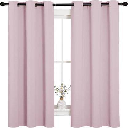 NICETOWN Blackout Curtains - Thermal Insulated Solid Grommet Drapes | Baby Pink, 42 x 63 Inches (1 Pair)