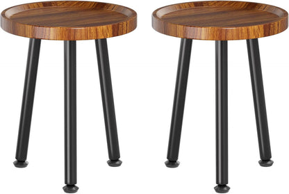 2-Pack (12.5"x18") Ekisemio Plant Stands Outdoor Indoor, Mid Century Side Tables with Walnut Finish & Raised Edge