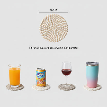 ZEXOLAP Drink Coasters Set of 8 with Holder – Cotton Woven Absorbent Coasters, 4 Colors for Coffee, Beer, Drinks & Tabletop Protection