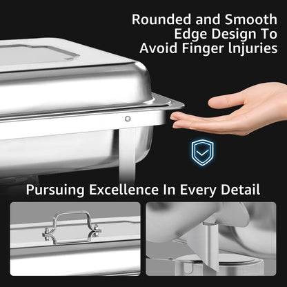 Jacgood Chafing Dishes for Buffet, 4 Pack 8QT Chafers and Buffet Warmers Sets for Parties, Catering, Weddings, Christmas, Events Serving, Silver