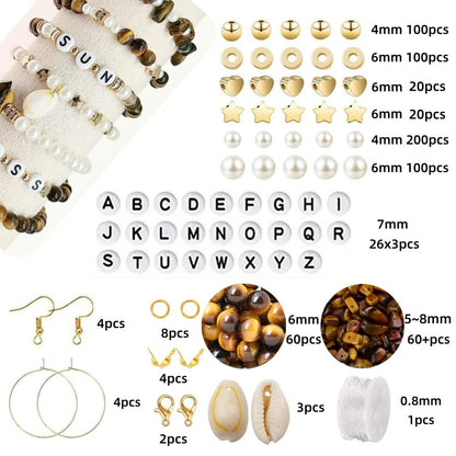 Basigeese Jewelry Making Supplies Kit Natural Stone Beads for Irregular Gemstone Beading with for DIY Craft Bracelet Necklace Earrings for Adults (Yellow Tiger Eye)