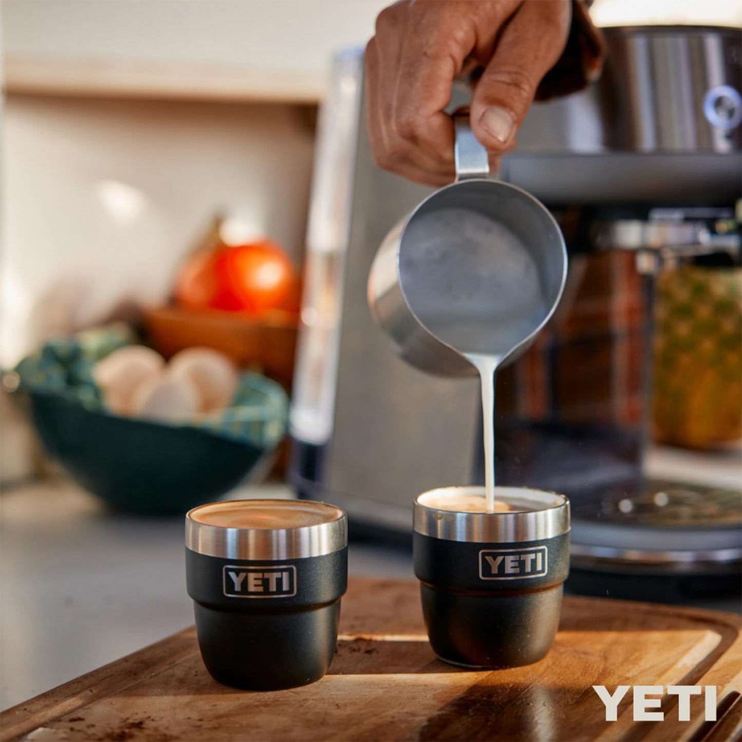YETI Rambler 4 oz Stackable Cup, Stainless Steel, Vacuum Insulated Espresso/Coffee Cup, 2 Pack, Big Wave Blue
