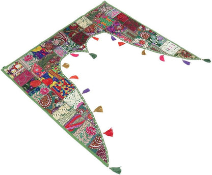 Eyes of India 42" Green Patchwork Window Door Toran Valance Tapestry - Handmade Boho Chic Indian Bohemian Accent