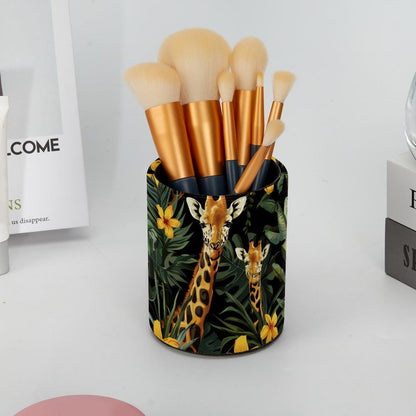 KikandKo Giraffe Flowers Jungle Pencil Holder Pen Cup Brush Pot Desktop Organizer Storage for Women Kids Girls Student Office Classroom Home Supply Organizers