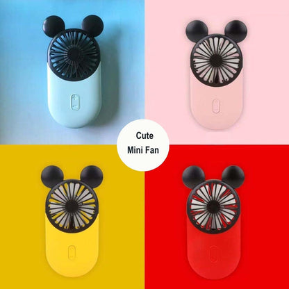 Cute Personal Mini Fan (2 PACK) - USB Rechargeable Handheld Fan with Stylish LED Light, 3 Speed Adjustable