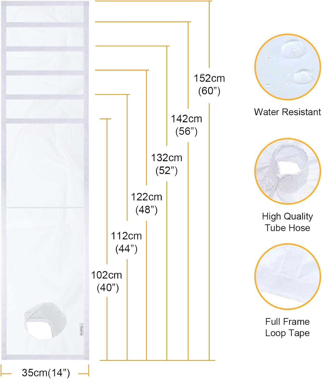 Adjustable Sliding Window Seal with Tube for Portable Air Conditioner, New 35 * 152cm-US