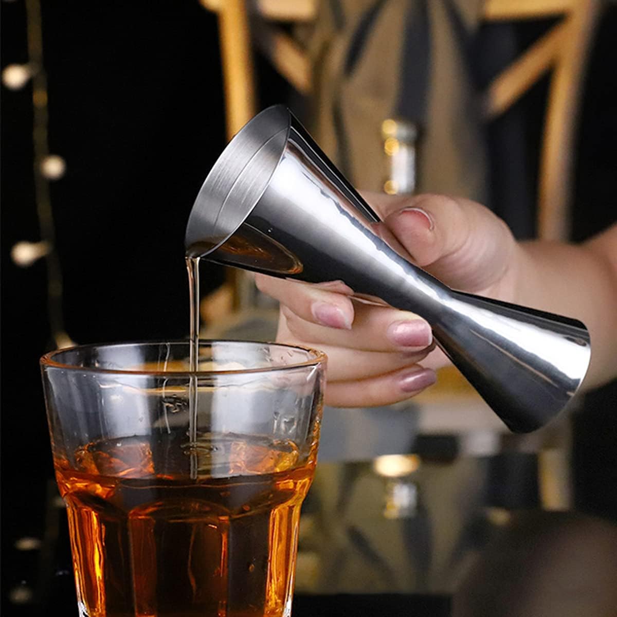 Double Cocktail Jigger with Measurements, 2 oz 1 oz Jigger for Bartending, 304 Stainless Steel Bar Tools