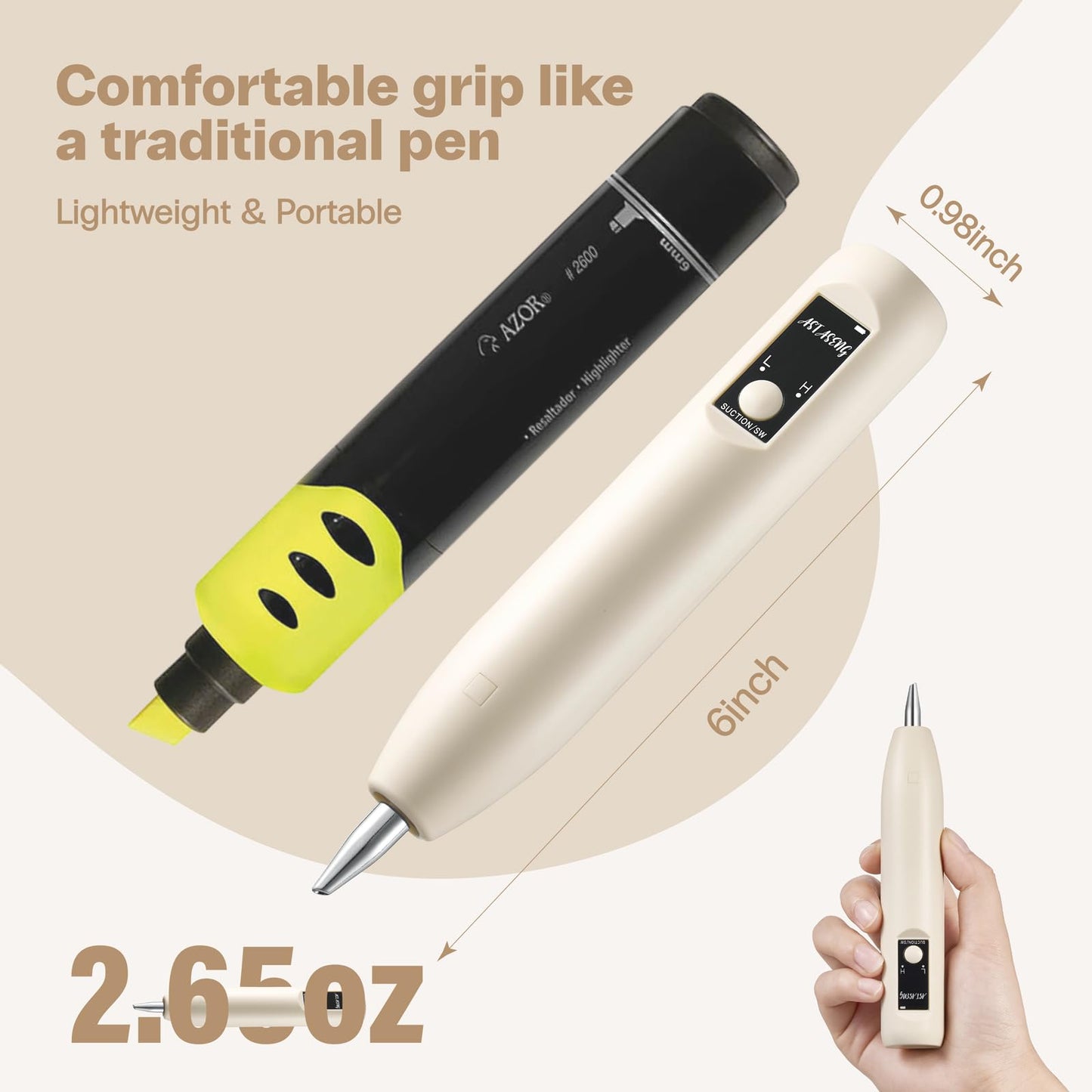 Electric Diamond Painting Pen - Cordless Diamond Art Pen Low-Noise Wax-Free, Rechargeable 2-Speed, Portable Diamond Art Accessories for Crafts Lovers