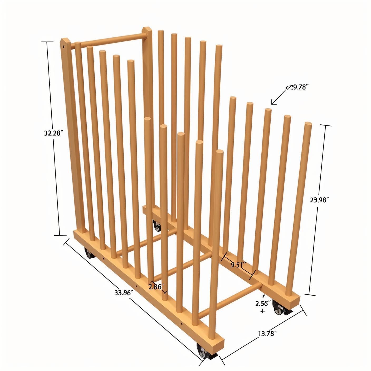 LEJITEKK Art Storage Rack,Wood Art Drying Storage Stand with Hand&Caster Wheels , Art Canvas Storage for Art Studios,Drawing Board,Printed Matter,Gallery,Artworks