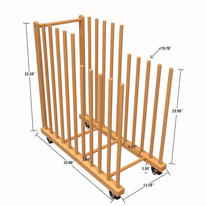 LEJITEKK Art Storage Rack,Wood Art Drying Storage Stand with Hand&Caster Wheels , Art Canvas Storage for Art Studios,Drawing Board,Printed Matter,Gallery,Artworks