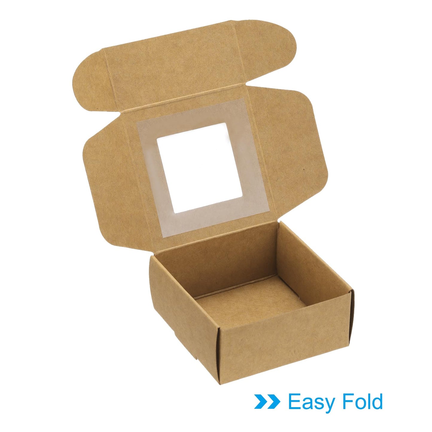 PATIKIL 3"x3"x1.6" Paper Soap Box with Window, 20 Pack Homemade Soap Boxes Square Presents Packaging Boxes for Birthday Christmas DIY Craft, Brown