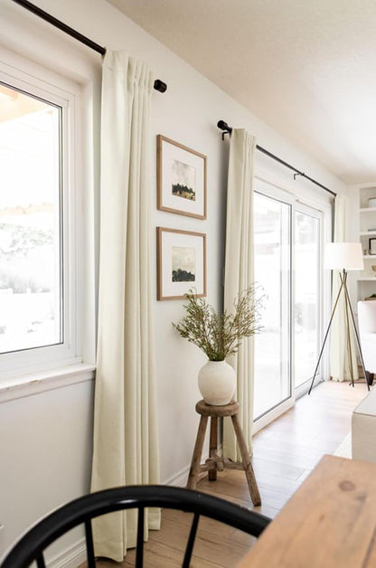 Skiennix 100% Blackout Linen Curtains - Thermal Insulated Drapes, 2 Panels Set, 50" W x 84" L, Light Cream