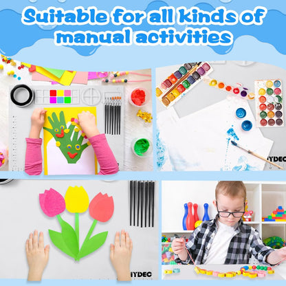 DIYDEC Silicone Craft Mat for Kids 20X16 Inch Large Painting Mat with Detachable Cup &10 Painting Brushes Silicone Art Mat for Adult DIY Gift Accessories (White)