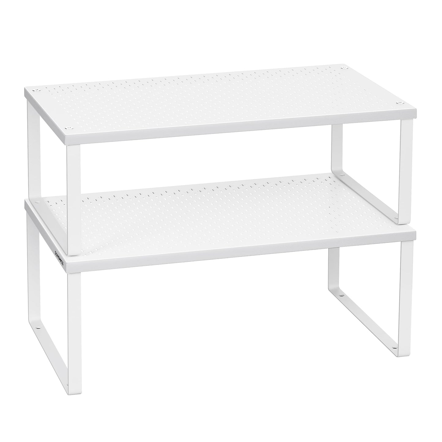 SONGMICS Spice Racks, Set of 2 Metal Cabinet Shelf Organizers, Countertop Organizers, Shelf Risers, Stackable, Expandable, Silver UKCS01SV