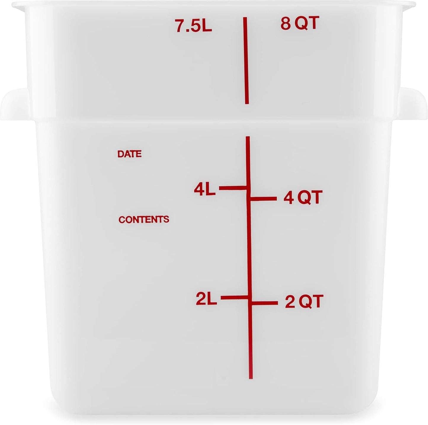 Carlisle FoodService Products Square Food Storage Container, 8 Quarts, Stackable Design for Catering, White