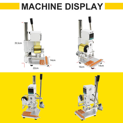ZONEPACK 5x7cm Digital Embossing Machine Hot Foil Stamping Machine Manual Tipper Stamper for PVC Leather Pu and Paper Stamping with Paper Holder and Scale