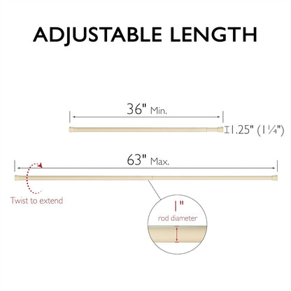 Design House 564179 Classic Adjustable Shower Rod for Bathroom 36 to 63-inch in Bone