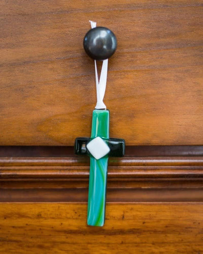 Handmade USA Glass Cross with Sentiment for Godmother - Gift from Goddaughter/Godson/Godchild for