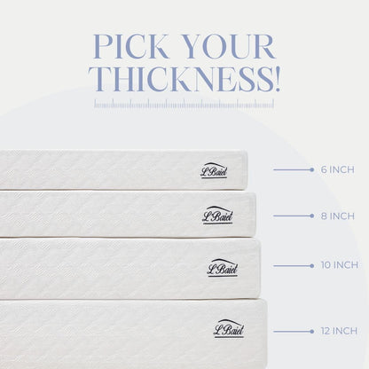 L’Baiet Twin Size Gel Memory Foam Mattress - 8 Inch Medium Firm with Cooling-Gel Comfort Technology