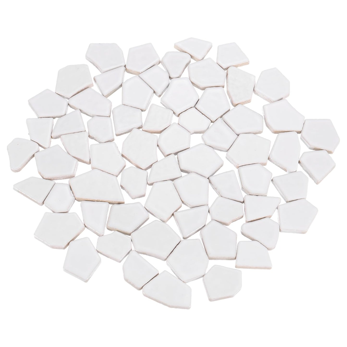 uxcell 500g/1.1LB Irregular Ceramics Mosaic Tiles, 2.3-4.2 cm Bulk Stained Ceramic Mosaic Pieces Stones Mosaic Kits for DIY Art Craft Projects Home Decor, White