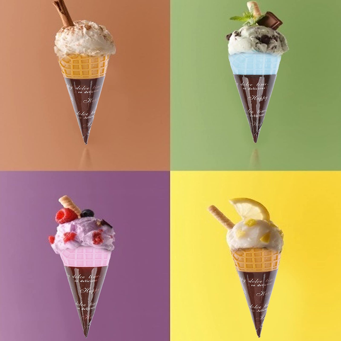 30 Pcs Mini Realistic Artificial Ice Cream Cone Adorable Ice Cream Cone Pretend Play Food Dollhouse Refrigerator Supplies Simulation Cone Light Clay Crisp Cone Cream Gel Food Play Accessories