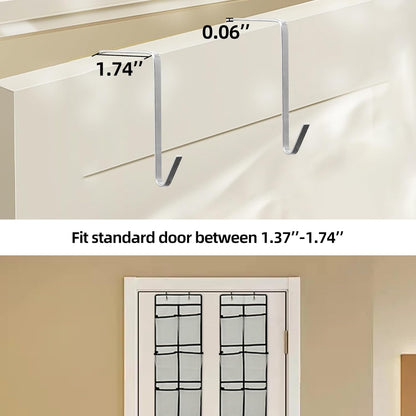 Over The Door Shoe Organizer, 14 Large Mesh Pockets Hanging Shoe Rack for Closet, Gray, 2-Pack