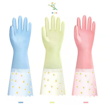 KAQ Dishwashing Cleaning Gloves 3 Pairs - Reusable Rubber Gloves Non-Slip Laundry Kitchen Gardening Waterproof Household Gloves(Medium)
