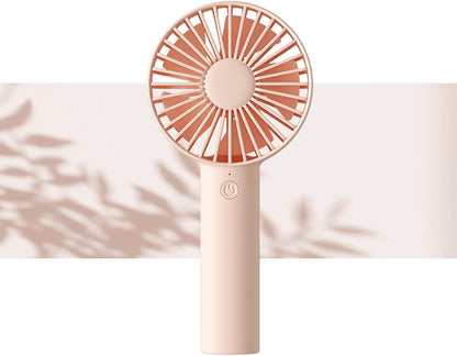 JISULIFE Portable Handheld Fan, USB Rechargeable, 3 Speeds, Personal Fan for Outdoor, Indoor, Travel, Office - Pink