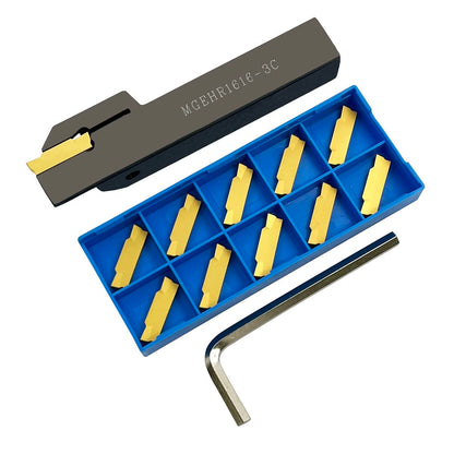 ASZLBYM Lathe Grooving Tool Holder Grooving Cut-Off Tool Holder MGEHR1616-3 With 11pcs MGMN300-M Indexable Carbide Grooving Inserts