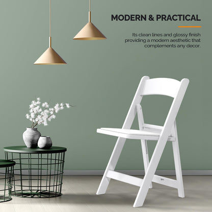 VINGLI Resin Folding Chairs with Cushion, Foldable Plastic Chair with Comfortable Padded Seats, Perfect for Event Party Indoor Outdoor, White, 8 PC