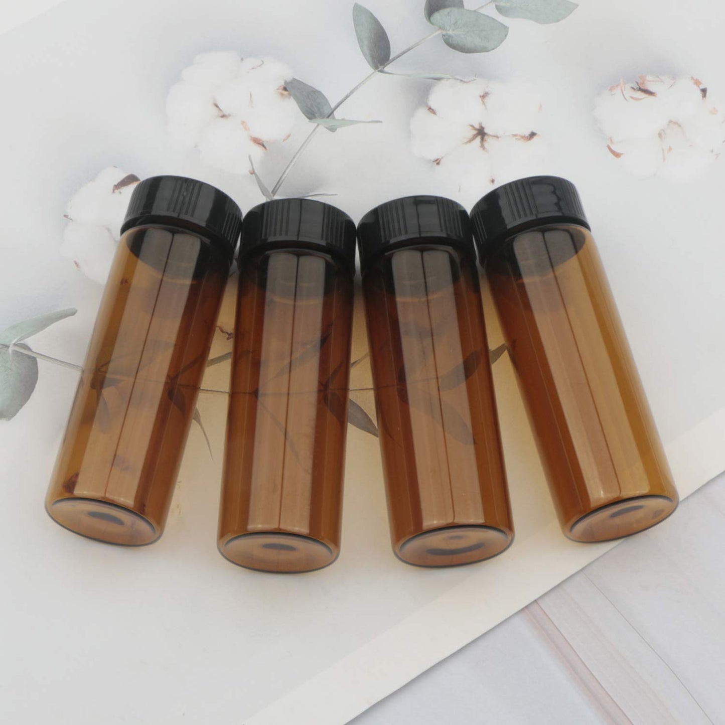 Kesell 12Pcs 30ML Amber Glass Bottle with Black Caps 1 oz Empty Liquid Sample Vial for Lab, Perfume, Essential oils, Refillable Glass Vial with Lids (Comes with red handwritten sticker paper)