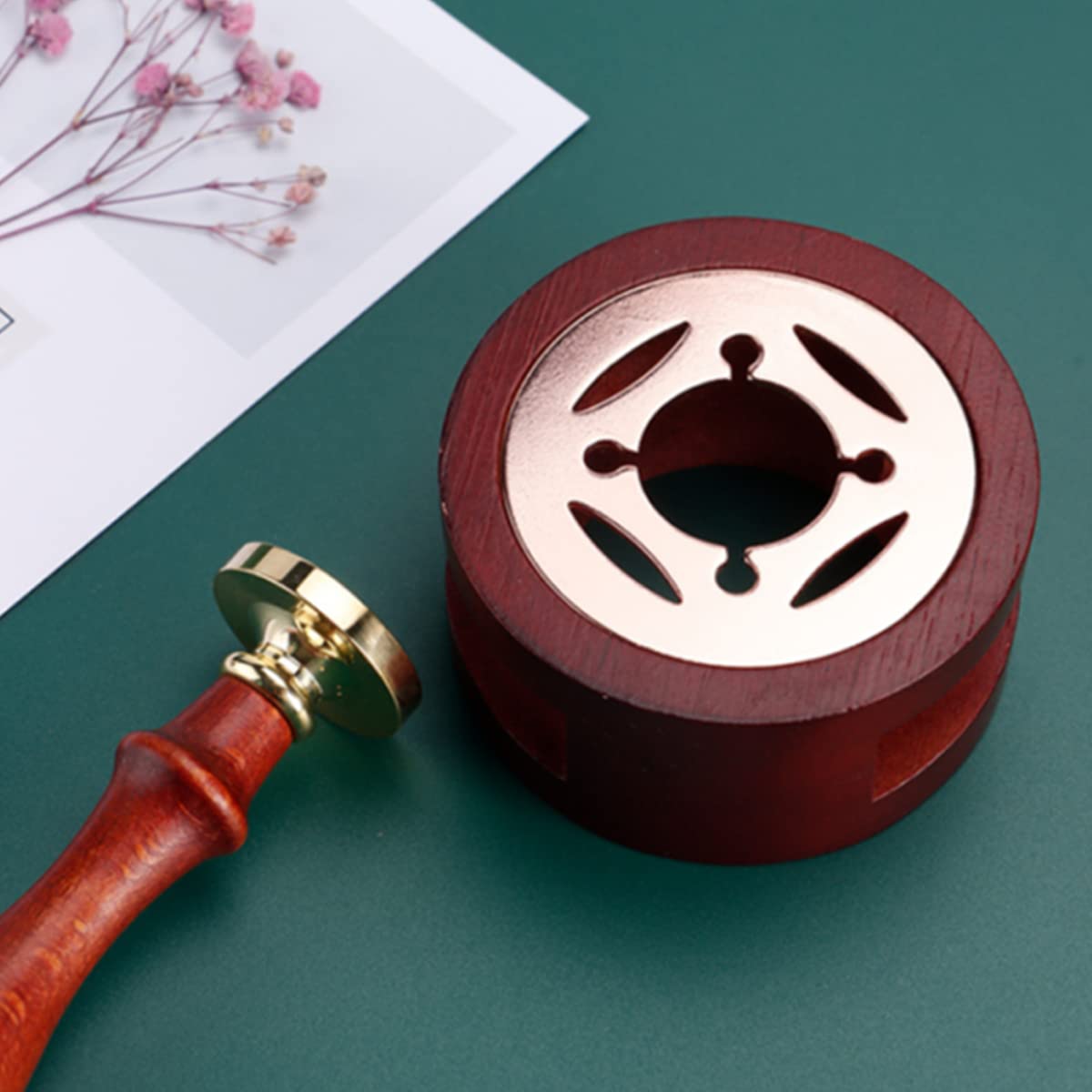 Wax Sealing Beads, ONWINPOR 300pcs Pearl White Wax Seal Beads, 1pcs Wooden Wax Seal Warmer, 1pcs Melted Spoon and 10pcs Tea Candles for Wax Sealing Stamp Kit (Pearl White)