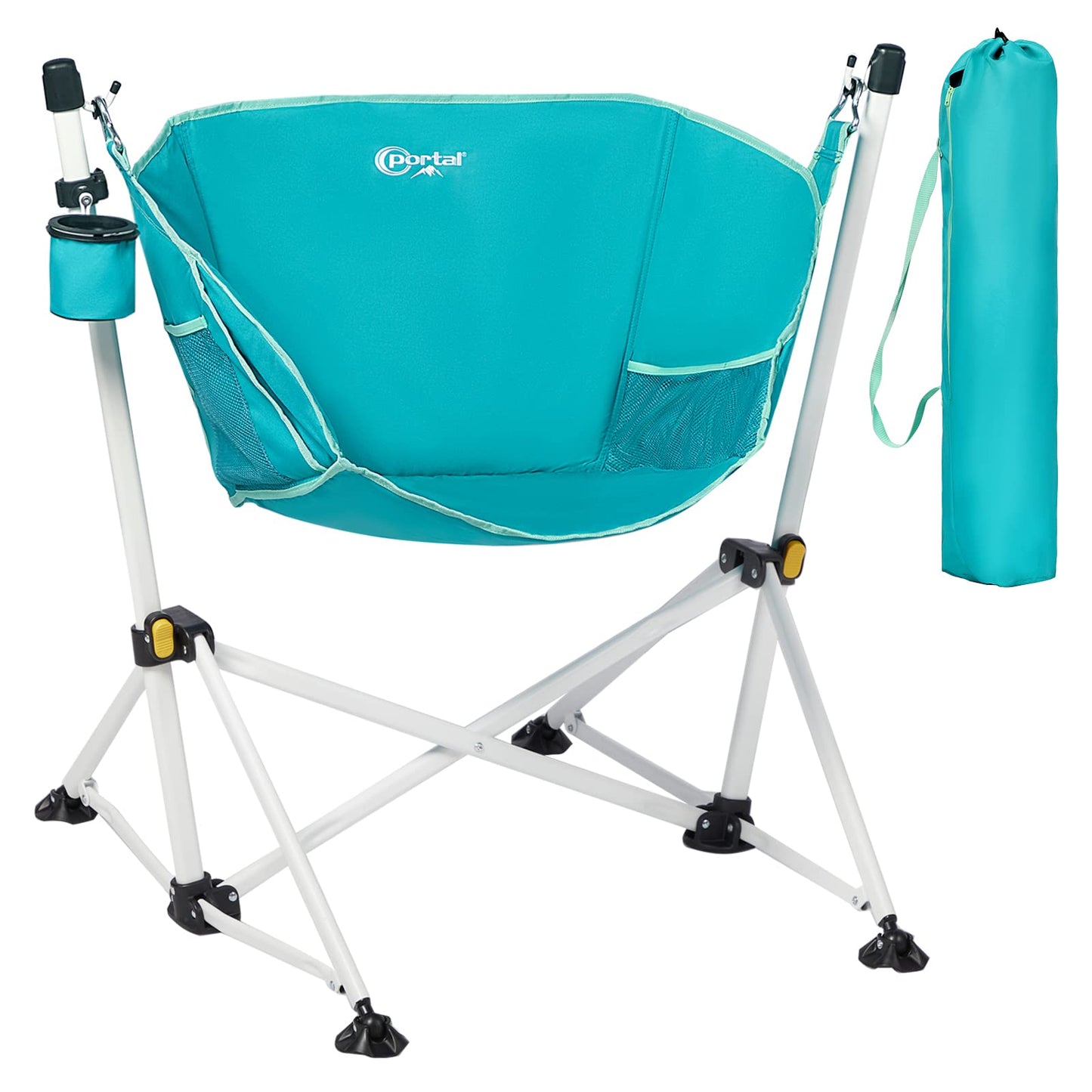 PORTAL Hammock Camping Chair Folding Rocking Chair Portable Swinging with Cup Holder for Outdoor Lawn Backyard Patio Car Camp Sports Concerts,Support 350 lbs Blue