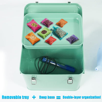 Luwint Seed Storage Organizer, Metal Saving Box Container with Removable Tray, Small Storage Box with Lid for Seeds, Keepsakes, Mini Tools