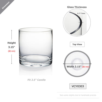 WGV Quality Thick Tea Light Votive Candle Holder 3x3, Clear Tiny Cylinder Glass Vase, Small Planter Terrarium, 1 Pc