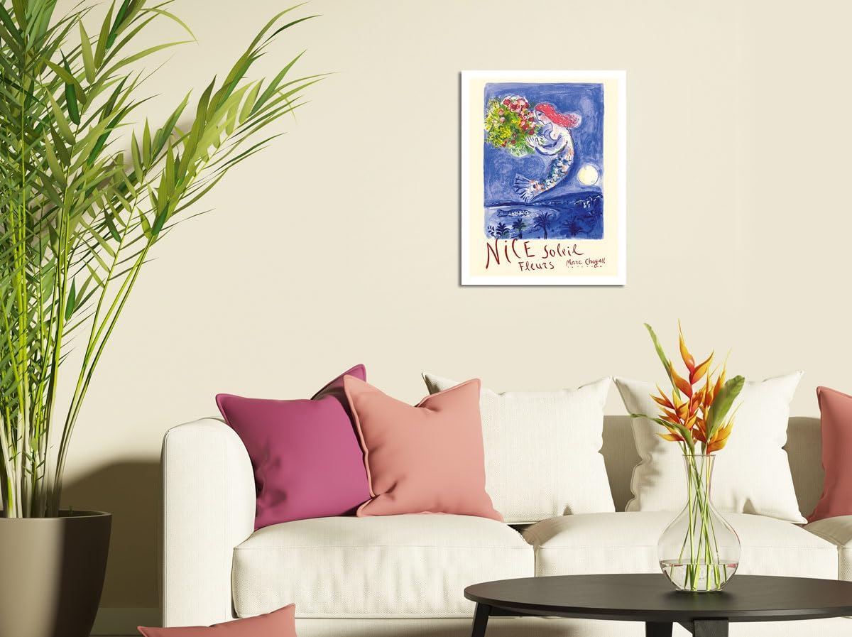 Nice France - Sun and Flowers (Soleil Fleurs) - Vintage Travel Poster by Marc Chagall c.1962 - Fine Art Matte Paper
