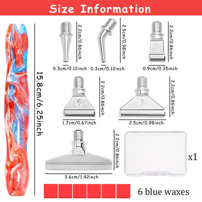 Praise V Do Diamond Painting Art Drill Pen Kit with Screw Steel Rose Metal Tip Nibs Placers Tool Accessories, Ergonomic Diamond Art Pen for 5D Diamond Paint Bead Dot RedBlue