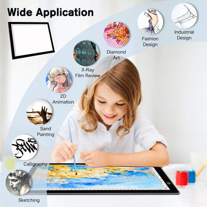 HUAYEYC 16 Pcs Diamond Painting A3s LED Light Pad Kit, Adjustable Brightness Light Box, 5D DIY Diamond Painting Accessories Tool Kit Full Drill, Includes Storage Case, Pens, Stand More
