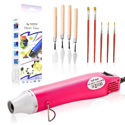 Heat Gun for Crafting - Mini Heat Tool for Epoxy Resin, Silicone Molds, Acrylic Pouring, Embossing, and Bubble Removal, Compact Craft Dryer for Small Art Projects (Pink)
